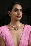 Buy_Paisley Pop_Gold Plated Floral Kundan Choker _at_Aza_Fashions
