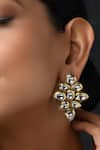 Buy_Paisley Pop_Gold Plated Kundan Floral Stud Earrings _at_Aza_Fashions