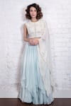Vasavi Shah_Blue Blouse Silk Embroidered Resham Round Layered Lehenga Set _Online_at_Aza_Fashions
