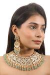 Buy_Riana Jewellery_White Pearls, Diamonds Jadtar Necklace And Chandbali Set _at_Aza_Fashions