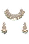 Shop_Riana Jewellery_White Pearls, Diamonds Jadtar Necklace And Chandbali Set _at_Aza_Fashions