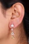 Buy_Ishhaara_Yellow Crystal Triangle Mirror Design Earrings _at_Aza_Fashions