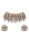 Shop_Riana Jewellery_White Pearls, Diamonds Jadtar Choker Set With Drops _at_Aza_Fashions
