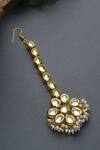 Shop_Paisley Pop_Gold Plated Floral Kundan Maangtikka _at_Aza_Fashions