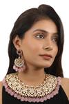 Buy_Riana Jewellery_White Pearls, Diamonds, Stones Beaded Hem Jadtar Necklace Set _at_Aza_Fashions
