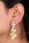 Buy_Ishhaara_Blue Crystal Leaf Pattern Earrings _at_Aza_Fashions