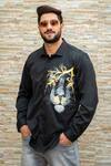 Buy_Avalipt_Black Cotton Blend Hand Painted Leo Shirt_at_Aza_Fashions