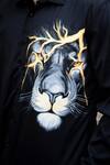 Shop_Avalipt_Black Cotton Blend Hand Painted Leo Shirt_Online_at_Aza_Fashions