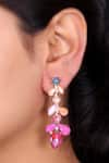 Buy_Ishhaara_Pink Crystal Leaf Shaped Earrings _at_Aza_Fashions