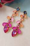 Shop_Ishhaara_Pink Crystal Leaf Shaped Earrings _at_Aza_Fashions