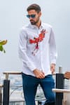 Avalipt_White Cotton Blend Phoenix Artwork Shirt _Online_at_Aza_Fashions