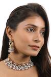 Buy_Riana Jewellery_White Pearls, Diamonds Floral Embellished Choker Set _at_Aza_Fashions