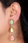 Buy_Ishhaara_Multi Color Crystals Layered Tear Drop Shaped Earrings _at_Aza_Fashions