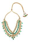 Shop_Paisley Pop_Gold Plated Kundan Layered Necklace _at_Aza_Fashions