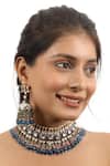 Buy_Riana Jewellery_Blue Pearls, Diamonds, Stones Mina Work Embellished Choker Set _at_Aza_Fashions