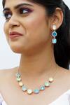 Buy_Ishhaara_Blue Crystals Geometric Shape Stone Embellished Earrings _at_Aza_Fashions