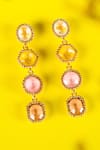 Shop Ishhaara Pink Crystals Embellished Dangler Earrings at Aza Fashions Shop_Ishhaara_Pink Crystals Embellished Dangler Earrings _at_Aza_Fashions