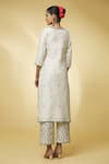 Shop_PUNIT BALANA_Ivory Chanderi Silk Embroidered And Printed Mirror U Neck Kurta Set _at_Aza_Fashions