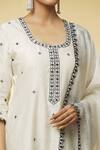 Shop_PUNIT BALANA_Ivory Chanderi Silk Embroidered And Printed Mirror U Neck Kurta Set _Online_at_Aza_Fashions