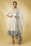 Buy Punit Balana Ivory Chanderi Silk, Handloom Cotton Embroidery, Mirrors Round Neck Anarkali Set at Aza Fashions Buy_Punit Balana_Ivory Chanderi Silk, Handloom Cotton Embroidery, Mirrors Round Neck Anarkali Set _at_Aza_Fashions