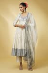 Shop Punit Balana Ivory Chanderi Silk, Handloom Cotton Embroidery, Mirrors Round Neck Anarkali Set Online at Aza Fashions Shop_Punit Balana_Ivory Chanderi Silk, Handloom Cotton Embroidery, Mirrors Round Neck Anarkali Set _Online_at_Aza_Fashions