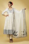 Punit Balana Ivory Chanderi Silk, Handloom Cotton Embroidery, Mirrors Round Neck Anarkali Set at Aza Fashions Punit Balana_Ivory Chanderi Silk, Handloom Cotton Embroidery, Mirrors Round Neck Anarkali Set _at_Aza_Fashions