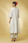 PUNIT BALANA_Ivory Chanderi Silk Embroidered And Printed Mirror V Neck Kurta Set _Online_at_Aza_Fashions