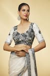 Shop Punit Balana Ivory Chanderi Silk, Organza Embroidery, Resham Bordered Saree With Blouse at Aza Fashions Shop_Punit Balana_Ivory Chanderi Silk, Organza Embroidery, Resham Bordered Saree With Blouse _at_Aza_Fashions