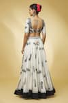 PUNIT BALANA_Ivory Chanderi Silk Embroidered And Printed Mirror Round Neck & Lehenga Set _Online_at_Aza_Fashions