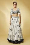 Buy_PUNIT BALANA_Ivory Chanderi Silk Embroidered And Printed Mirror Round Neck & Lehenga Set _Online_at_Aza_Fashions