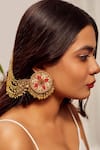 Shop_Kanyaadhan By DhirajAayushi_Gold Plated Beads Embroidered Studs _at_Aza_Fashions