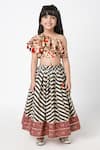 Buy_LIL DRAMA_Multi Color Muslin Chevron Lehenga With Ruffle Top _at_Aza_Fashions