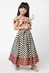 LIL DRAMA_Multi Color Muslin Chevron Lehenga With Ruffle Top _Online_at_Aza_Fashions