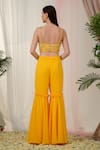 Tamaraa By Tahani_Yellow Hand Embroidery Sequins Jacket Collared Neck And Sharara Set _at_Aza_Fashions