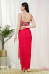 Tamaraa By Tahani_Pink Hand Embroidery Sequins Blouse Elara Placement Cape And Dhoti Skirt Set_at_Aza_Fashions