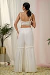 Shop_Tamaraa By Tahani_Off White Hand Embroidery Sequins Sweetheart Neck Enigma Jacket And Sharara Set _at_Aza_Fashions