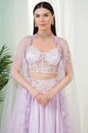 Buy_Tamaraa By Tahani_Purple Hand Embroidery Sequins Sweetheart Neck Celestia Placement Lehenga Set _Online_at_Aza_Fashions