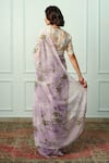 Shop_Atelier Shikaarbagh_Purple Printed Floral Kamini Saree With Unstitched Blouse Piece _at_Aza_Fashions