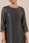 Buy_Ikshita Choudhary_Black Chanderi Silk Printed Bandhani Round Kurta And Palazzo Set _Online_at_Aza_Fashions