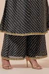 Ikshita Choudhary_Black Chanderi Silk Printed Bandhani Round Kurta And Palazzo Set _at_Aza_Fashions