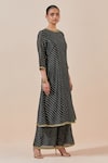 Shop_Ikshita Choudhary_Black Chanderi Silk Printed Bandhani Round Kurta Palazzo Set _Online_at_Aza_Fashions