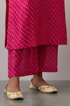 Buy Ikshita Choudhary Pink Chanderi Silk Embroidery Split V-neck Bandhani Printed Kurta And Pant Set Online at Aza Fashions Buy_Ikshita Choudhary_Pink Chanderi Silk Embroidery Split V-neck Bandhani Printed Kurta And Pant Set_Online_at_Aza_Fashions