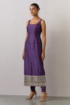 Buy_Ikshita Choudhary_Purple Chanderi Silk Printed Bandhani U Neck Kurta And Churidar Set _at_Aza_Fashions