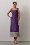 Ikshita Choudhary_Purple Chanderi Silk Printed Bandhani U Neck Kurta And Churidar Set _Online_at_Aza_Fashions