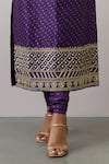 Shop_Ikshita Choudhary_Purple Chanderi Silk Printed Bandhani U Neck Kurta And Churidar Set _Online_at_Aza_Fashions