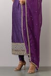 Ikshita Choudhary_Purple Chanderi Silk Printed Bandhani U Neck Kurta Set _Online_at_Aza_Fashions