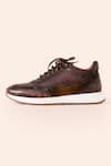 Shop_Amrit Dawani_Brown Leather Sneakers _at_Aza_Fashions