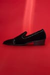 Amrit Dawani_Black Velvet Studded Loafers _Online_at_Aza_Fashions