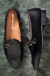 Shop_Amrit Dawani_Black Studded Loafers _at_Aza_Fashions