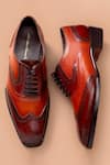 Shop_Amrit Dawani_Red Brogue Lace Up Oxford Shoes _at_Aza_Fashions